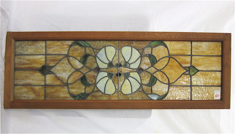 Appraisal: VICTORIAN STAINED AND LEADED GLASS TRANSOM WINDOW American late th