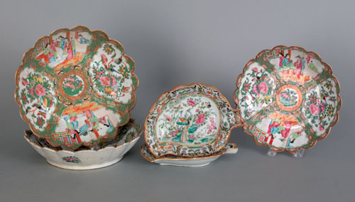 Appraisal: Three Chinese export rose medallion scalloped edge dishes dia dia