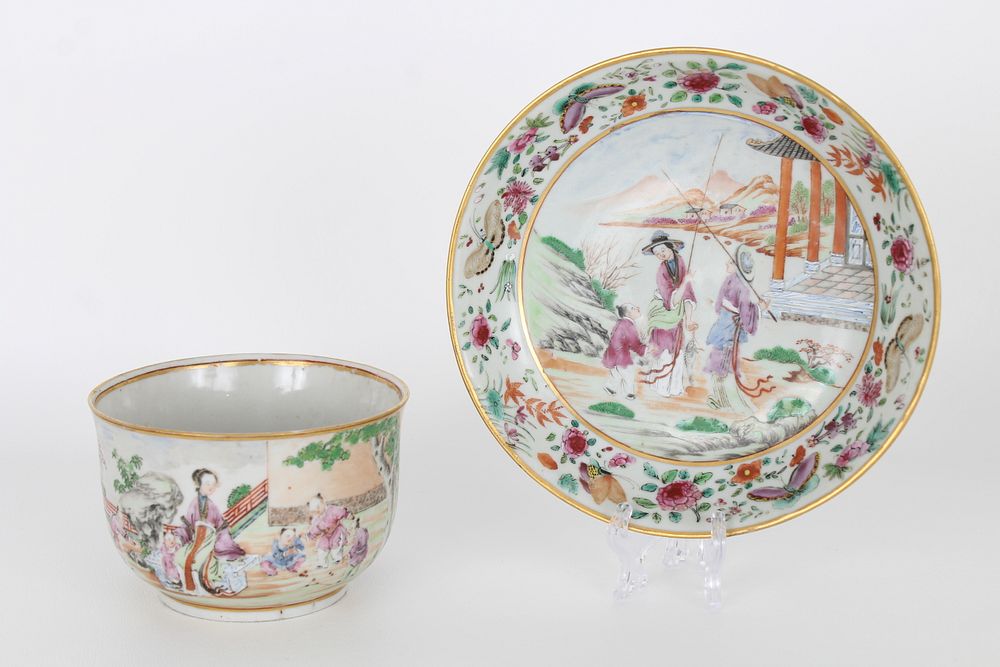 Appraisal: Chinese Qianlong Period Cup and Saucer Chinese Qianlong Period Famille