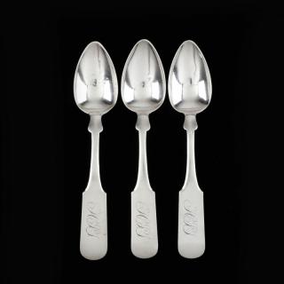 Appraisal: Three Wilmington NC Coin Silver Teaspoons by T W Brown