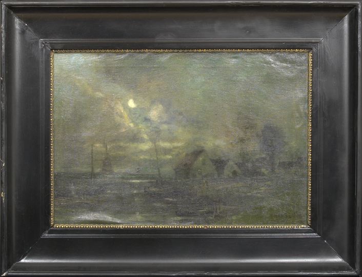 Appraisal: Danish School First Quarter th Century Moonlit View of Sailing