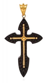 Appraisal: A Victorian Karat Yellow Gold and Wood Mourning Cross Pendant