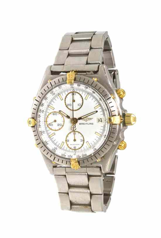 Appraisal: A Stainless Steel and Karat Yellow Gold Chronomat Wristwatch Breitling