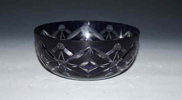 Appraisal: A BOHEMIAN BLUE GLASS CIRCULAR BOWL with star base diameter