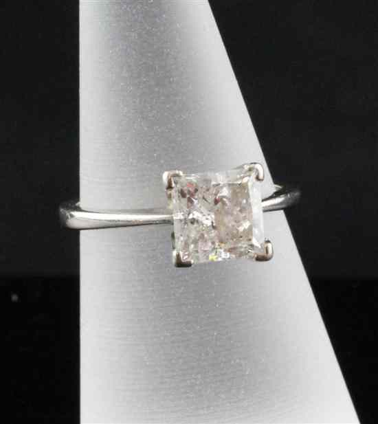 Appraisal: An ct white gold square cut solitaire diamond ring estimated