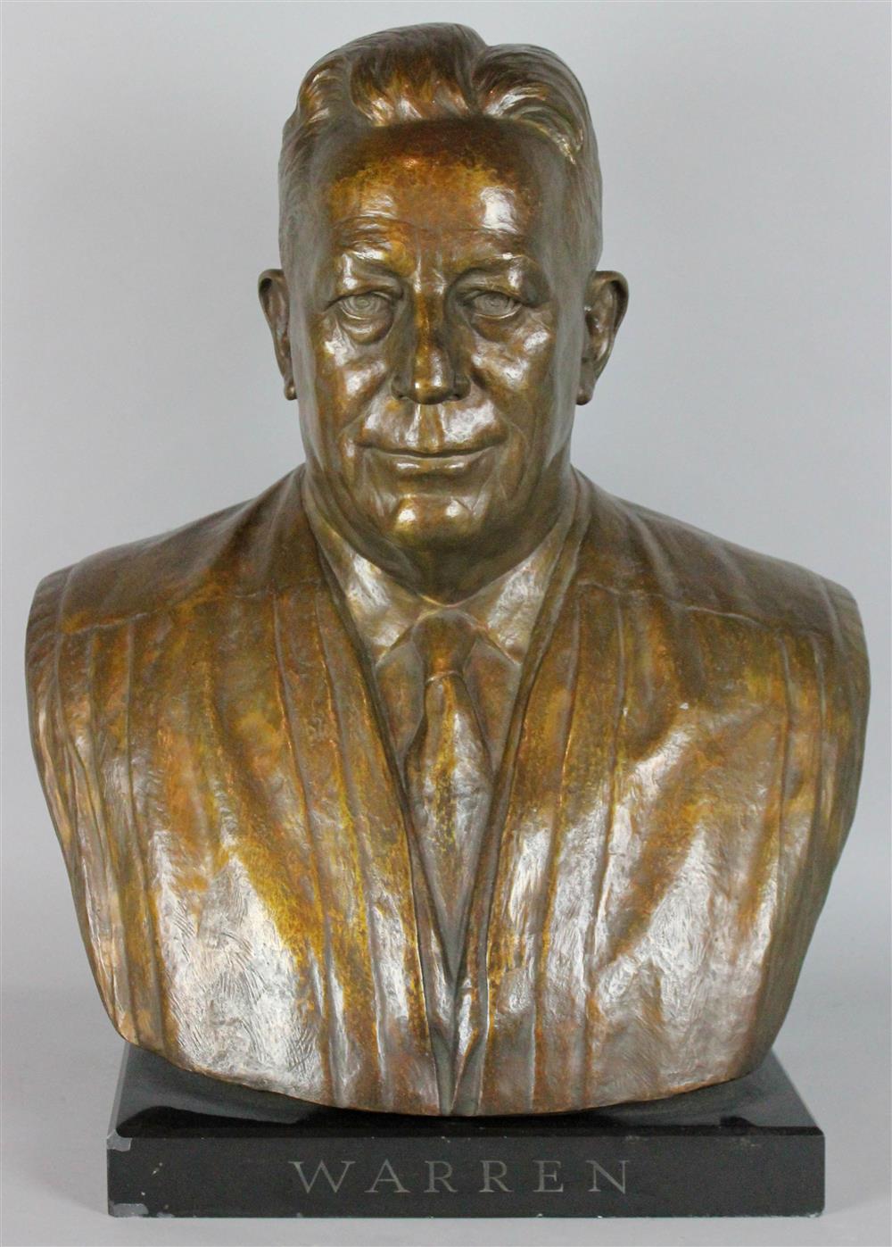 Appraisal: ELEANOR PLATT AMERICAN - EARL WARREN Bronze bust h in