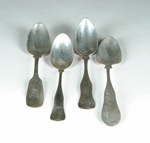 Appraisal: COLLECTION OF THIRTY-NINE COIN SILVER SPOONS Most are monogrammed Makers