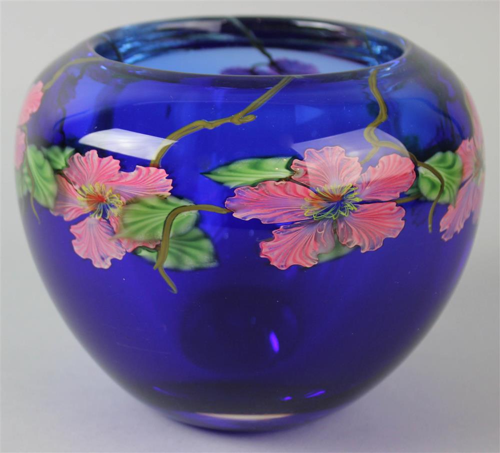 Appraisal: STEVEN LUNDBERG AND DANIEL SALAZAR CONTEMPORARY FLORAL DECORATED PAPERWEIGHT GLASS