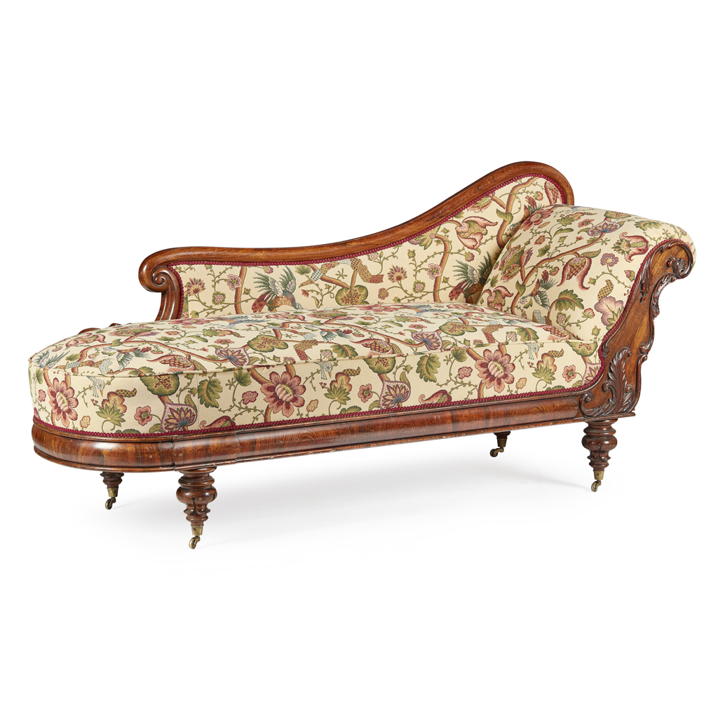 Appraisal: YLATE REGENCY ROSEWOOD CHAISE LONGUE EARLY TH CENTURY the long