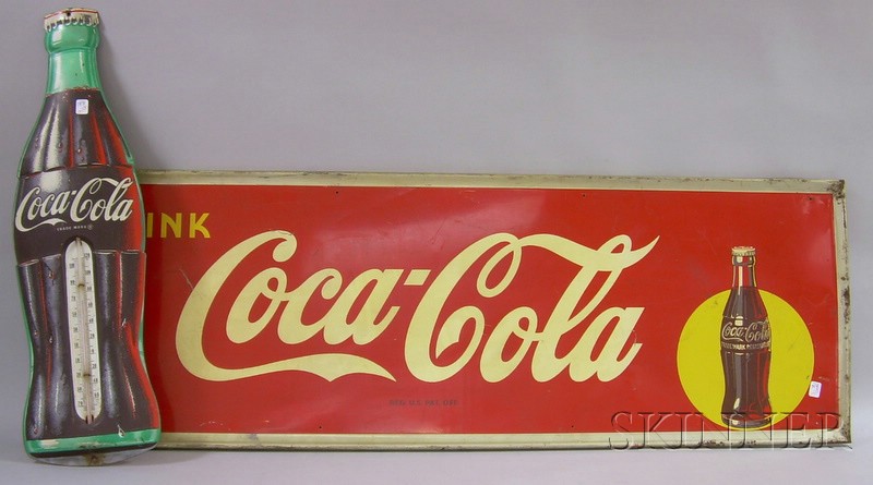 Appraisal: Two Vintage Coca-Cola Painted Pressed Metal Advertising Signs Drink Coca-Cola