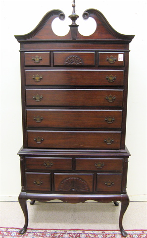 Appraisal: QUEEN ANNE STYLE MAHOGANY CHEST ON STAND American mid th