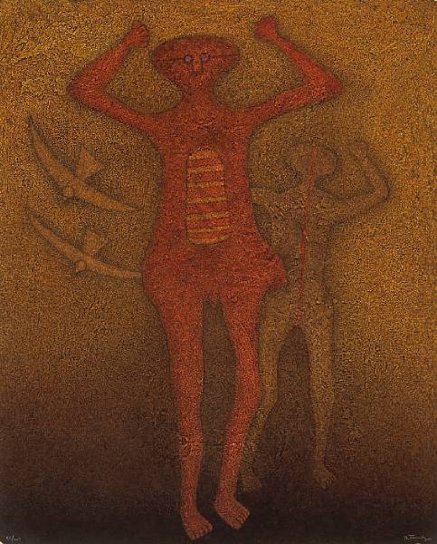 Appraisal: Rufino Tamayo Mexican - Personages con pajaros P Mixograph in