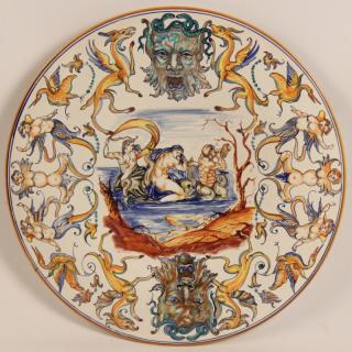 Appraisal: ITALIAN FAIENCE CHARGER SIGNED GORDRELLI ITALIAN FAIENCE CHARGER SIGNED CORDRELLI