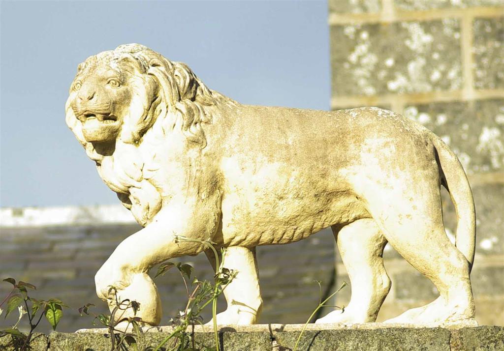 Appraisal: PAIR OF COMPOSITION STONE FIGURES OF THE MEDICI LIONS after