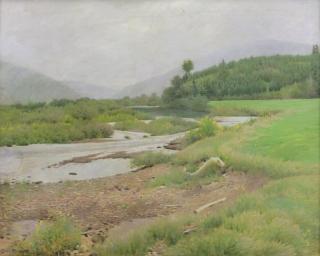 Appraisal: DUMOND Frank Oil on Canvas River Landscape Signed lower left