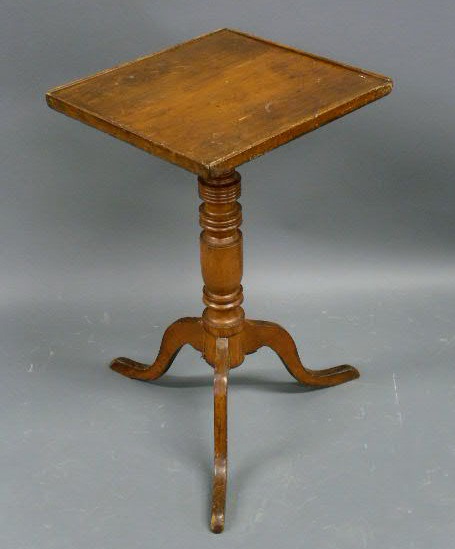 Appraisal: Cherry candlestand c with square top h top x