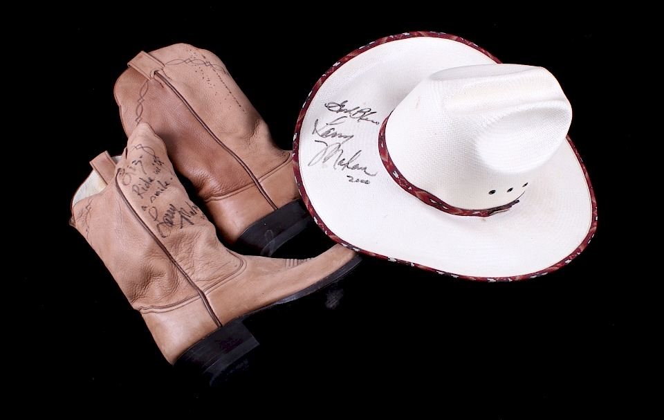 Appraisal: Autographed Legend Larry Mahan Cowboy Boots Hat Featured in this