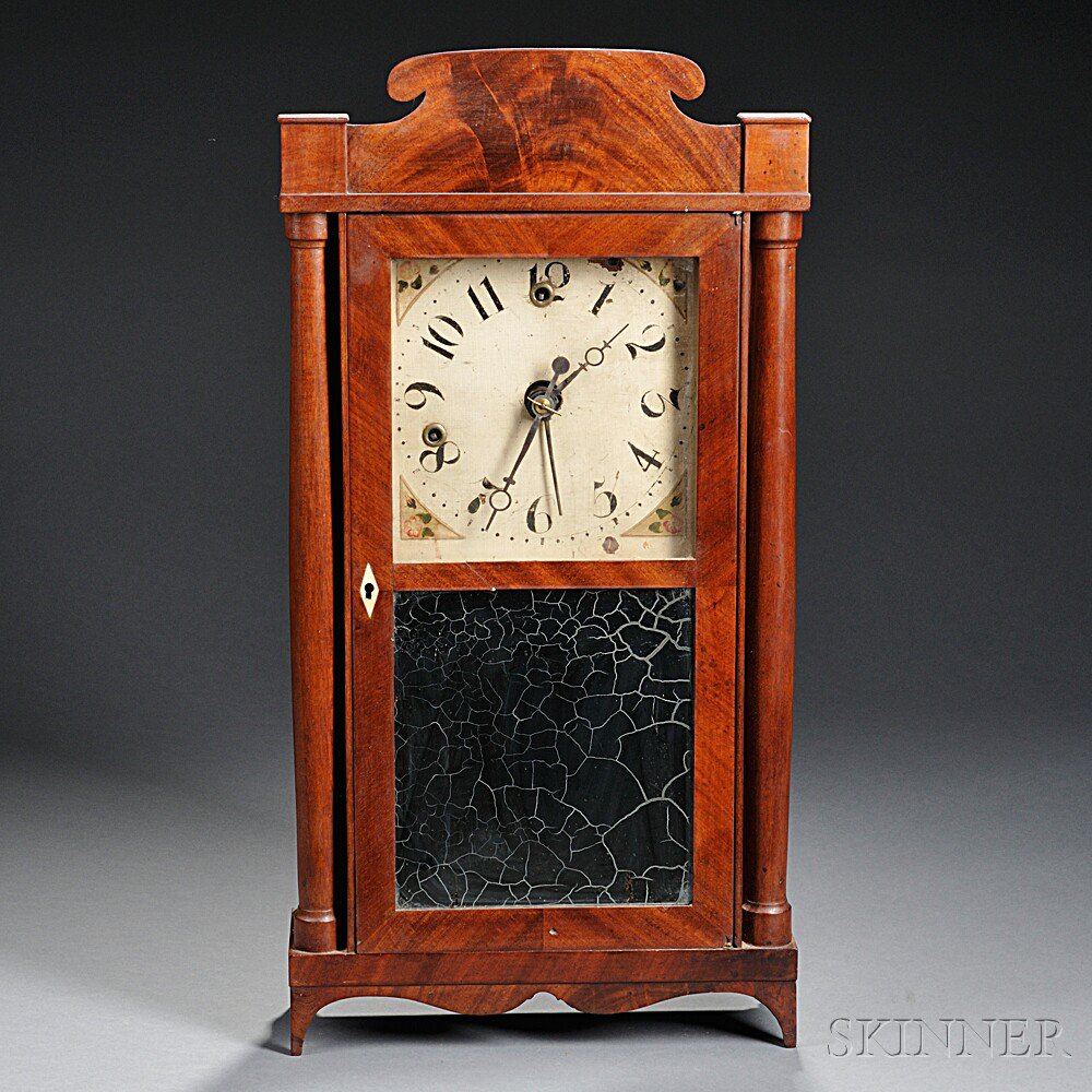 Appraisal: Silas Hoadley Miniature Alarm Timepiece Plymouth Connecticut c solid scrolled