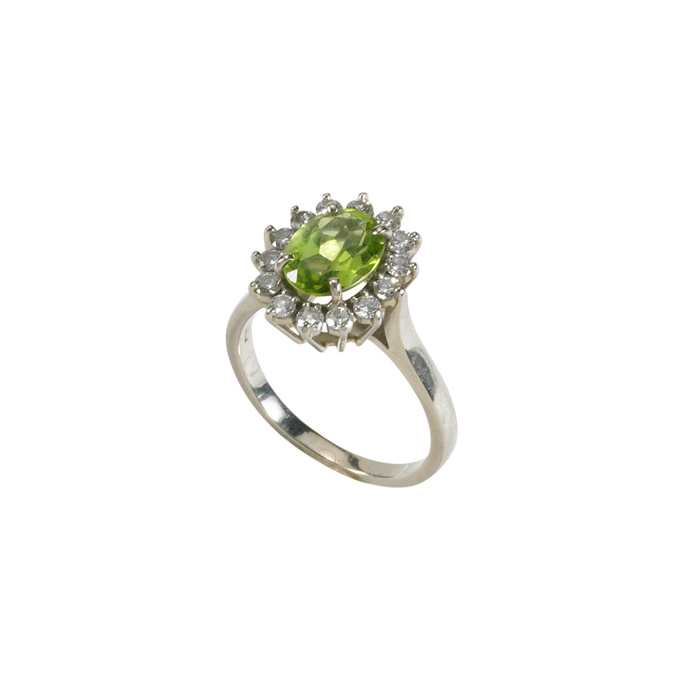 Appraisal: k White Gold Ring set with an oval cut peridot