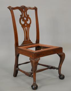 Appraisal: Chippendale mahogany side chair having carved crest rail over pierced