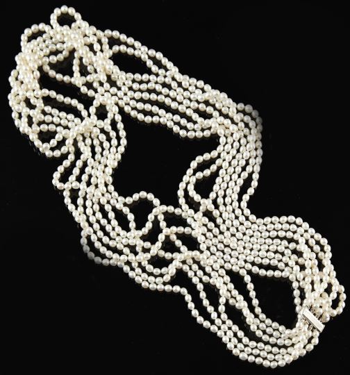 Appraisal: Dramatic Seven-Strand Freshwater Pearl Necklace of opera length the seven