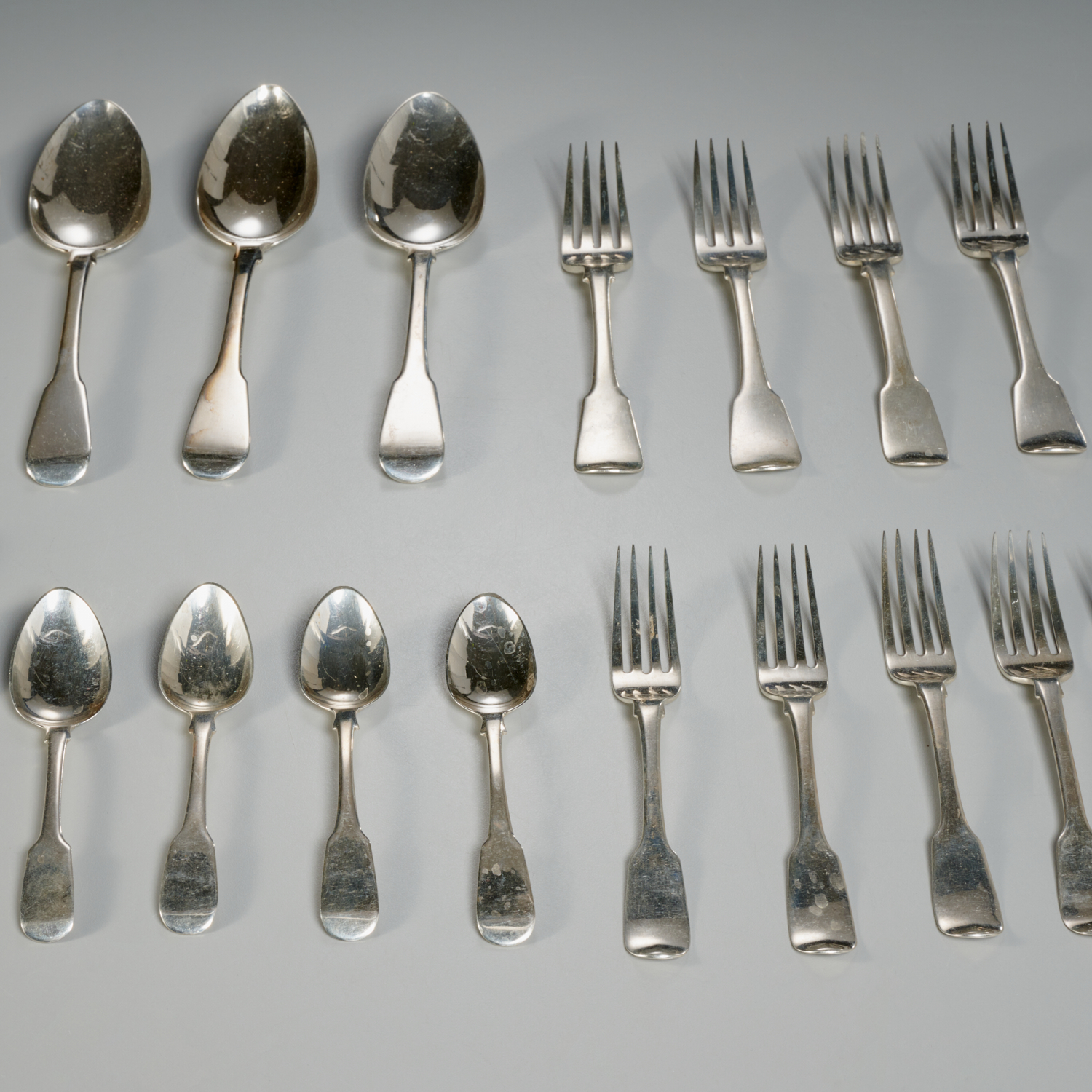 Appraisal: GEORGIAN STYLE STERLING SILVER FLATWARE GROUP th c London incl