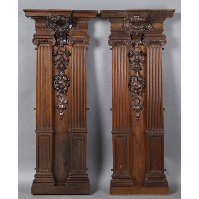 Appraisal: Pair of Victorian Carved Walnut Architectural Elements th c the