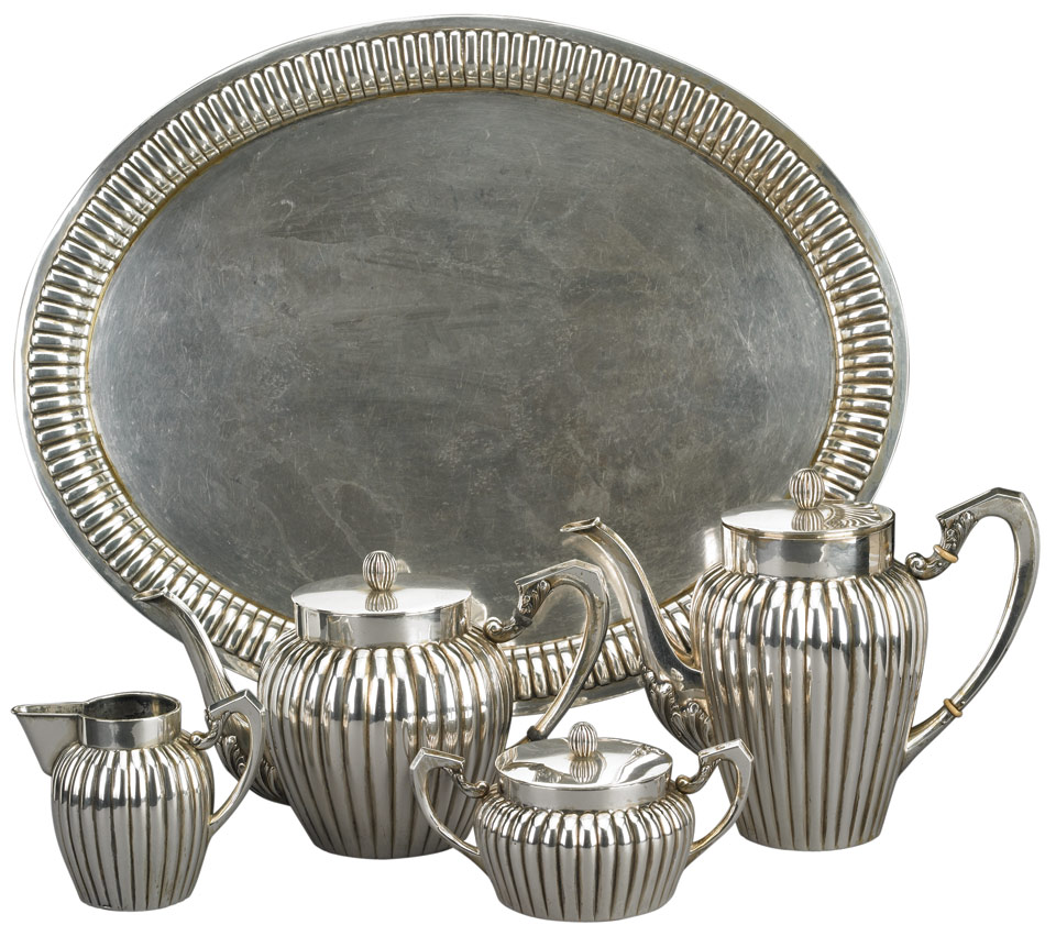 Appraisal: German Silver Tea and Coffee Service early th century comprising