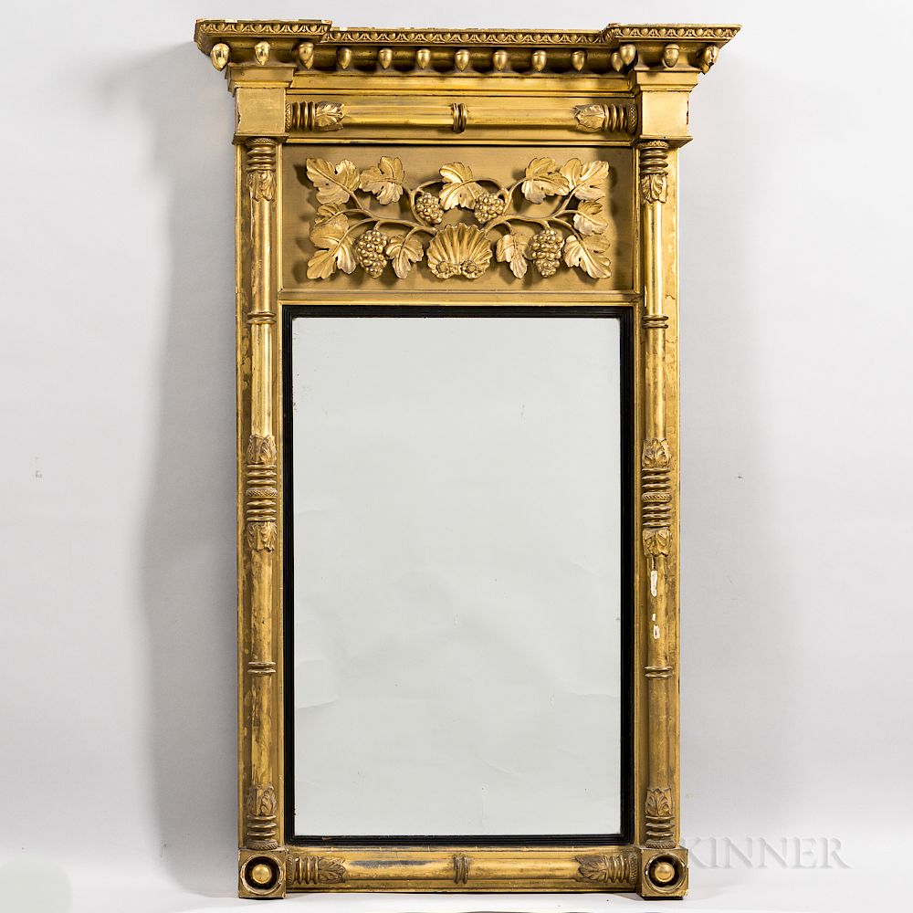 Appraisal: Large Gilt-gesso Mirror Large Gilt-gesso Mirror early th century the