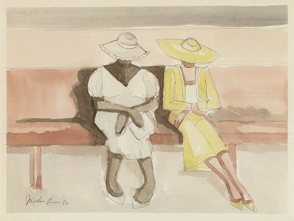 Appraisal: JONATHAN GREEN - Waiting Room Watercolor and pencil on cream