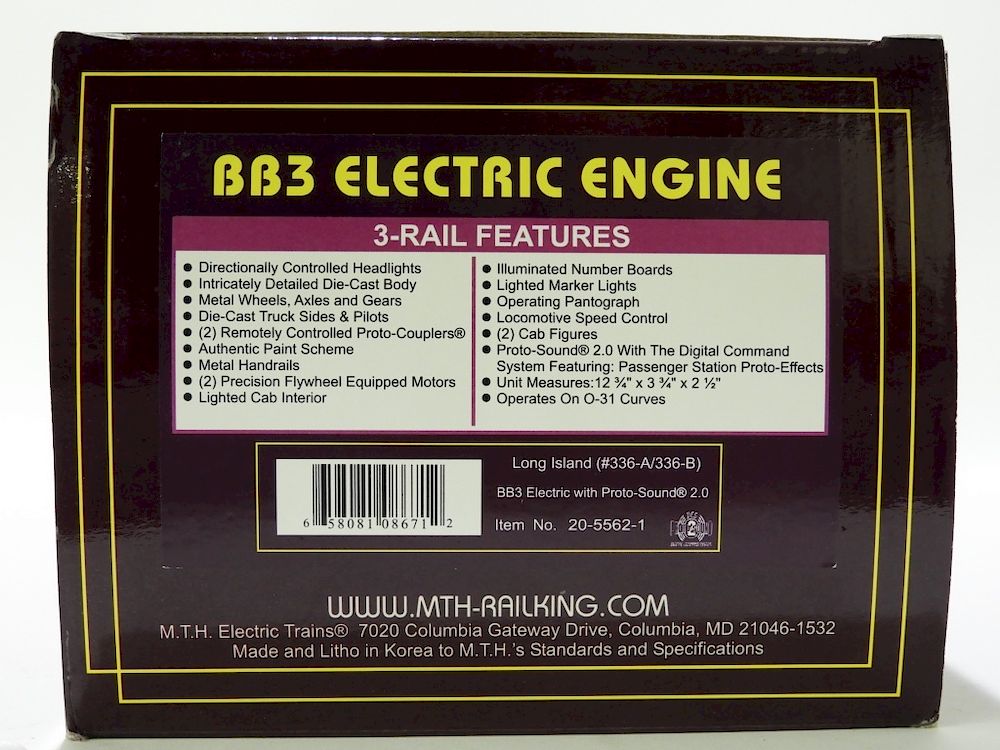 Appraisal: MTH Long Island BB Electric Engine O Gauge Train United