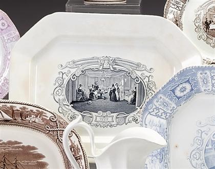 Appraisal: Black transferware platter james and thomas edwards burslem - Of