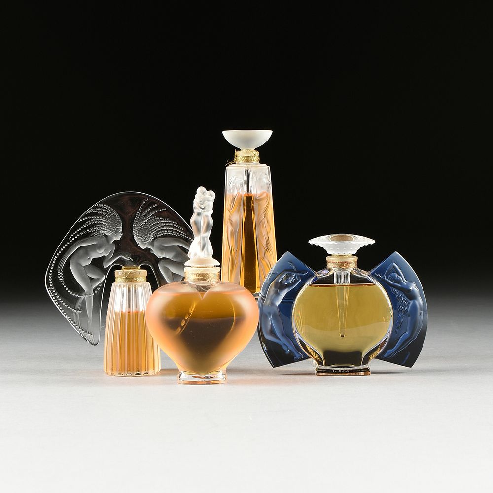 Appraisal: FOUR FRENCH LALIQUE PERFUME BOTTLES FROM THE FLACON COLLECTION PARIS