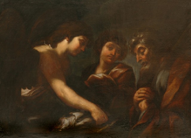 Appraisal: Follower of Guercino Possibly th century Group of Men oil