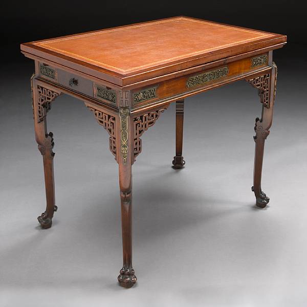 Appraisal: A French chinoiserie mahogany games table by Gabriel Viardot late