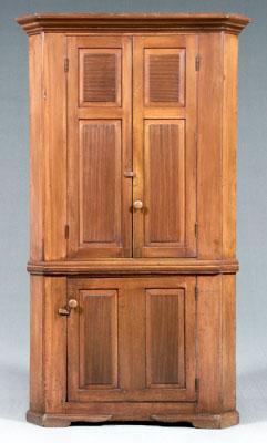 Appraisal: Southern Chippendale corner cupboard one-case construction poplar throughout paneled doors