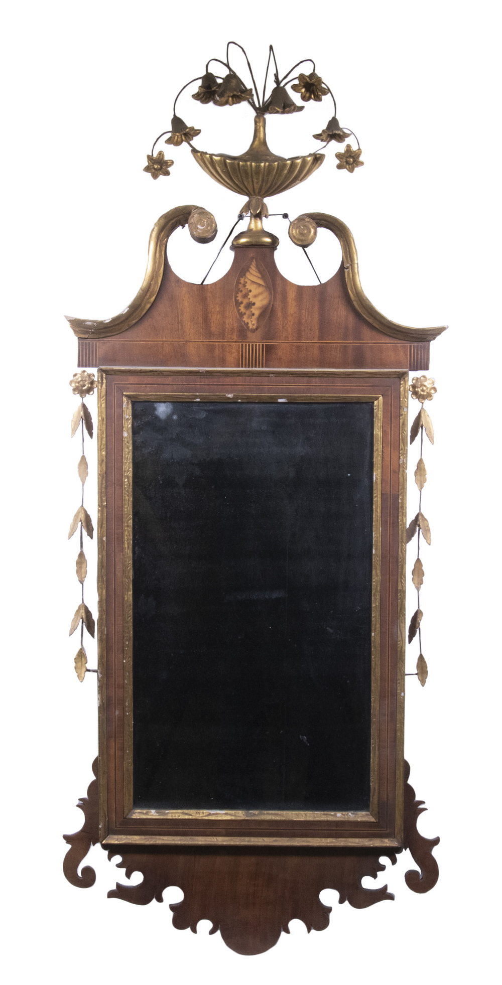 Appraisal: FEDERAL LOOKING GLASS New York Federal Period Mahogany and Gilt