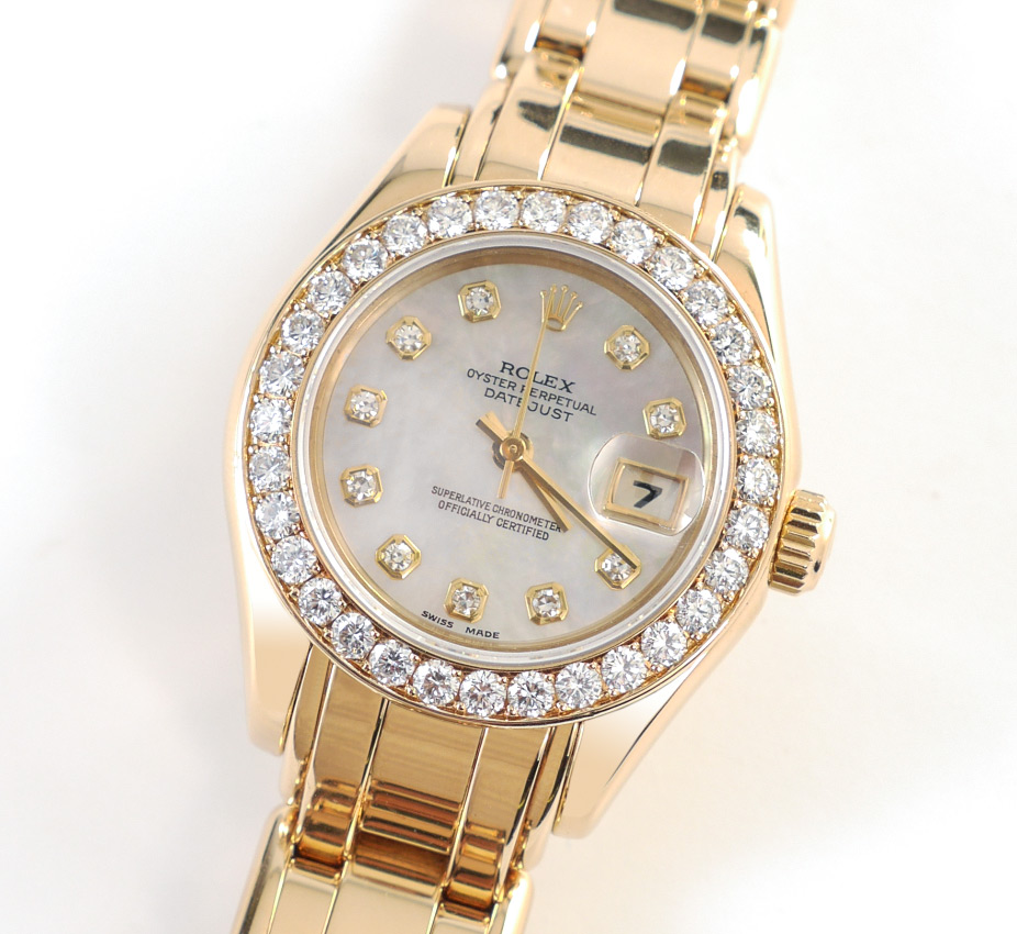 Appraisal: LADIES ROLEX PEARLMASTER K YELLOW GOLD WATCH Beautiful Rolex Datejust