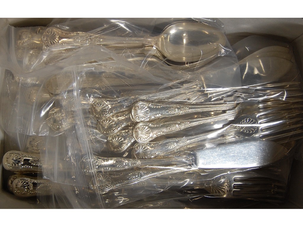 Appraisal: Large quantity of kings pattern flatware and steel bladed knives