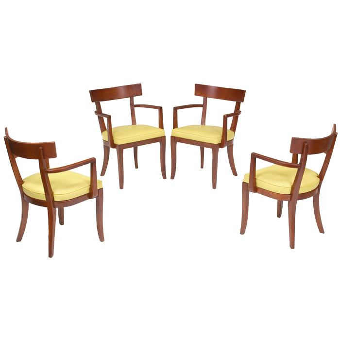 Appraisal: Edward Wormley armchairs by Dunbar four mahogany frames with curved