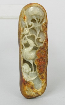 Appraisal: A Chinese Carved Jade Scroll Weight A Chinese carved jade