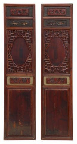 Appraisal: pair Architectural Chinese carved and parcel gilt wood wall panels