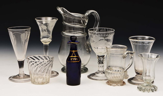 Appraisal: A COLLECTION OF ANTIQUE GLASS to include a Jacobite style