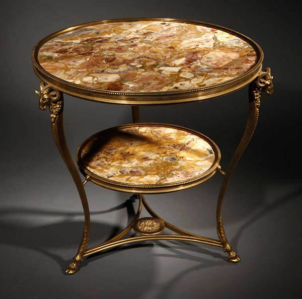 Appraisal: A Louis XVI style gilt-bronze marble gueridon A Louis XVI