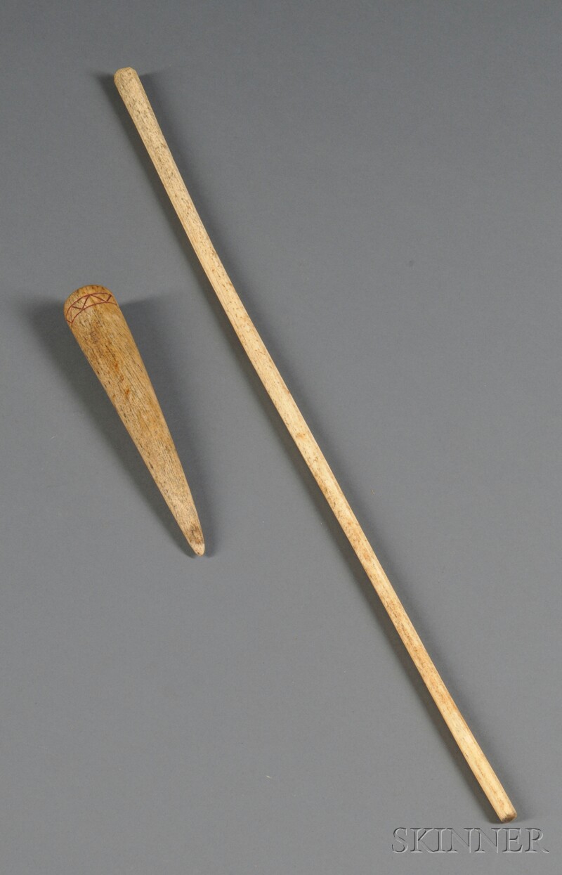 Appraisal: Incised Whalebone Fid and a Whalebone Walking Stick th century