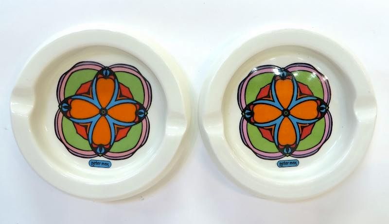 Appraisal: Pair Of Peter Max Ashtrays Pair Of Peter Max Ashtrays