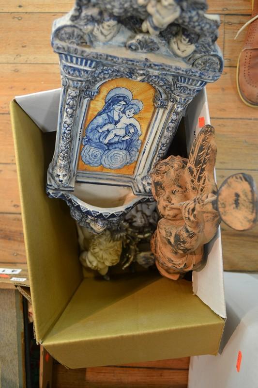 Appraisal: BOX OF ASSORTED FIGURES INCL CHERUBS