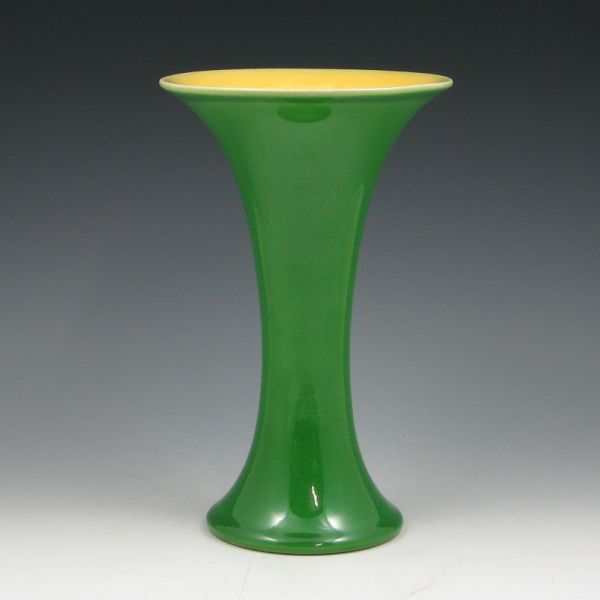 Appraisal: Rookwood vase from with green high glaze exterior and yellow