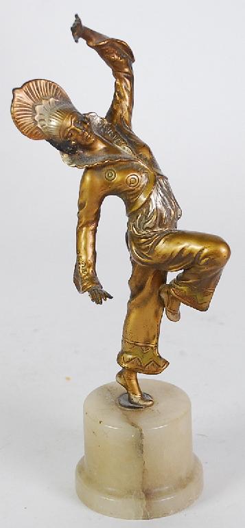 Appraisal: ART DECO GILT AND SILVERED SPELTER FIGURE OF A FEMALE