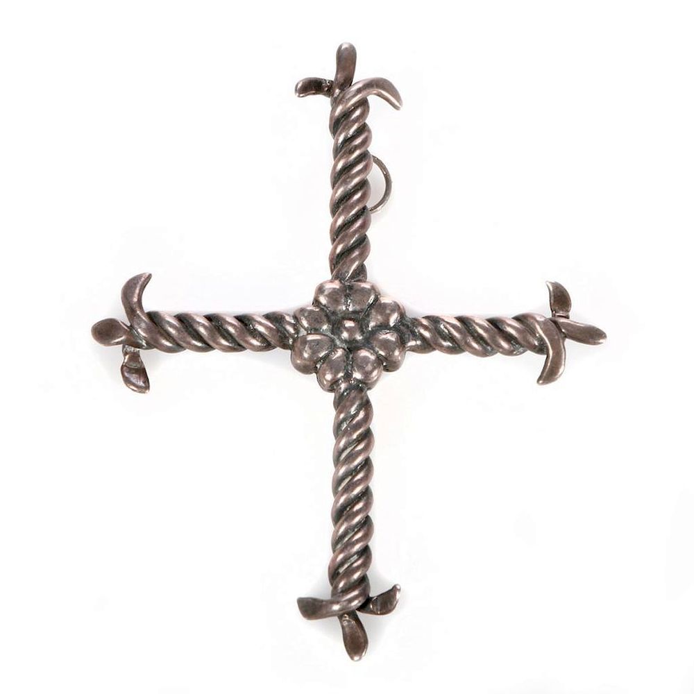 Appraisal: Silver cross pendant c first half th century inches x